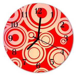 Sklenené hodiny okrúhle Červené kolieska fi 30 cm