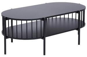 Konferenčný stolík čierny MDF 103 x 50 cm oválny tvar s policou moderný retro štýl obývacia izba