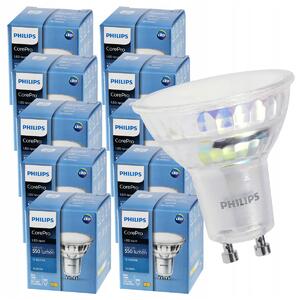 SADA 10x GU10 LED žiarovka PHILIPS 4,9W 550lm - studená biela