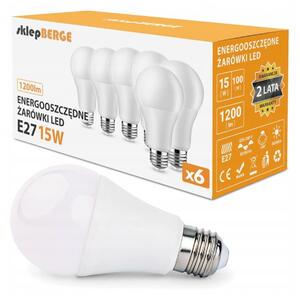 BERGE SADA 6x LED žiaroviek E27 A60 15W 1200lm 3000K - tepla biela