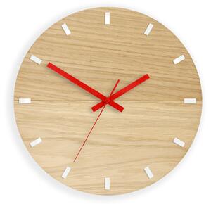 ModernClock Nástenné hodiny Solo Wood hnedo-červené