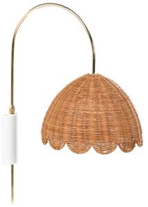 Nástenná lampa prírodná ratan s vrúbkovaným okrajom na stenu vintage boho štýl obývačka spálňa