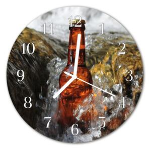 Nástenné sklenené hodiny Pivo fi 30 cm