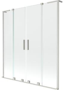 Mexen Velar L Duo vaňová zástena 2-krídlová posuvná 150 x 150 cm, priehľadná, brúsený nikel - 896-150-003-02-97