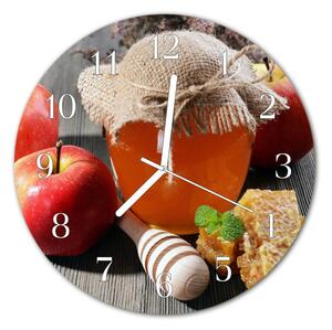 Nástenné sklenené hodiny Medové jablko fi 30 cm