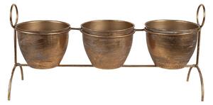 Medený antik plechový obal na kvetináč na nôžkach - 47*14*23 cm - Clayre & Eef