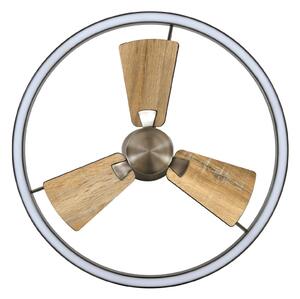 Stropný ventilátor Beacon LED Cessna, nikl/dub, DC, tichý, Hliník / sivá / zinok, Obývacia izba / jedáleň, kov, Stropné svetlo polkruhové s priestorom