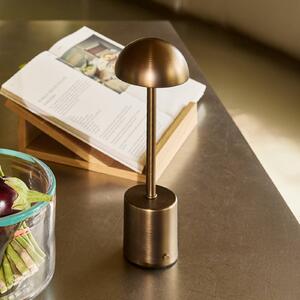 Stolová LED lampa na batériu Taten, leptaná mosadz, výška 30 cm, Hnedá / staromosadz, kov, Moderný, Stojacie svietidlo