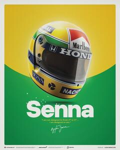 Umelecká tlač Ayrton Senna - Helmet - San Marino GP - 1988, (40 x 50 cm)