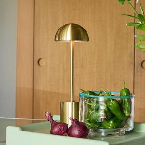 Stolová LED lampa na batérie Taten, v mosadznej farbe, výška 30 cm, kovová, Mosadz / zlato, kov, Moderný, Stojacie svietidlo