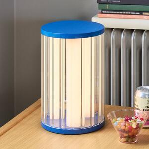 Stolová LED lampa Aru, modrá/číra, výška 30 cm, sklo/železo, Modrá, Obývacia izba / jedáleň, kov, Moderný, Stojacie svietidlo