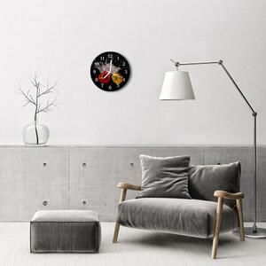 Nástenné sklenené hodiny Paprika fi 30 cm