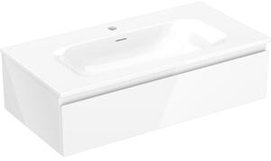 Mexen Orio, kúpeľňová skrinka 90 cm s umývadlom Vela, 1 zásuvka, biela lesklá, 91A10-09023-1-BF00-W23M00