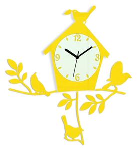 ModernClock Nástenné hodiny Birdie žlté