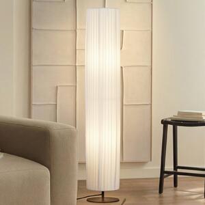 Stojacia lampa Lindby Virelle, biele, textil, výška 117 cm, E27, Biela / opálová, Obývacia izba / jedáleň, Textil / látka / hodváb, Stojaca lampa