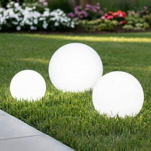 Lindby LED solárne lampy Lago, sada 3 ks, gule, zemný hrot, biela, Biela / opálová, Plast, Moderný, Solárne svietidlá