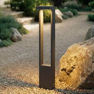 Lindby LED svetlo na chodník Lonete, výška 65 cm, antracit, IP65, Čierna, Hliník, Moderný, Osvetlenie príjazdovej cesty