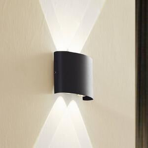 Lindby LED vonkajšie nástenné svietidlo Ithan, 2-pl., antracitové, 12 cm, Čierna, Hliník, Moderný, Nástenné svietidlo