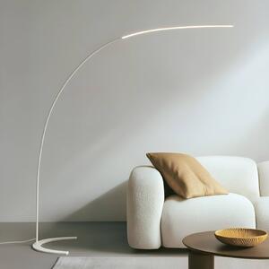 LED stojacia lampa Lindby Danua, biela, kov, výška 200 cm, Biela / opálová, Obývacia izba / jedáleň, kov, Moderný, Oblúková stojaca lampa