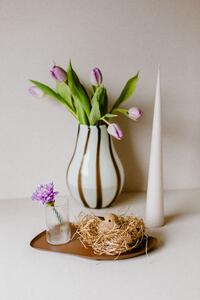 Sklenená váza Ada Stripe Taupe Warm Grey