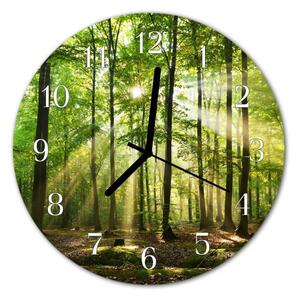 Nástenné sklenené hodiny Lesné príroda fi 30 cm