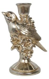 Strieborný antik svietnik s vtáčikom Birdinia silver - 14*10*20 cm - Mars & More
