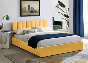 Manželská posteľ MONTREAL VELVET 160 s úložným priestorom Farba: Curry / tap.193