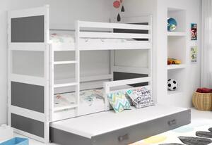 Detská poschodová posteľ s prístelkou RICO 3 | biela 80 x 160 cm Farba: biela / sivá