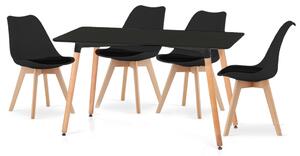 Čierny jedálenský set 1+4, stôl BERGEN 120 + stolička BALI MARK