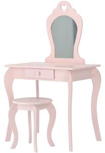 Detský toaletný stolík ružový s taburetkou