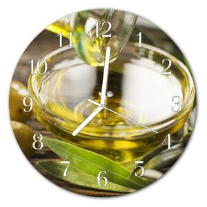 Sklenené hodiny okrúhle Olivový olej fi 30 cm