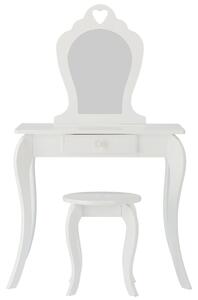 Detský toaletný stolík biely s taburetkou