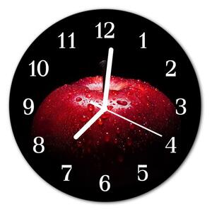 Sklenené hodiny okrúhle Jablko fi 30 cm
