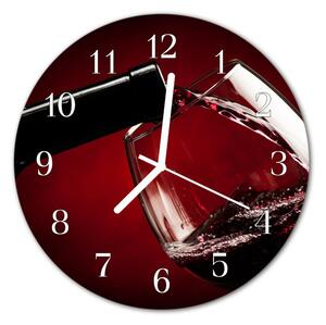 Sklenené hodiny okrúhle Poháre na víno fi 30 cm
