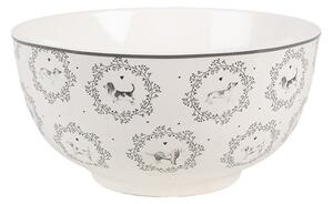 Porcelánová miska so psíkmi Lovely Grey Dogs - Ø 14*7 cm / 500 ml - Clayre & Eef