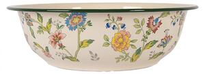 Béžová dekoračná smaltovaná misa s kvetmi Vintage - Ø 30*9 cm / 3000 ml - Clayre & Eef