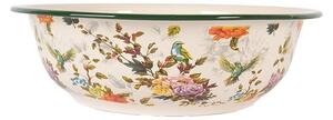 Béžová smaltovaná misa s kvetmi Vintage - Ø 30*9 cm / 3000 ml - Clayre & Eef