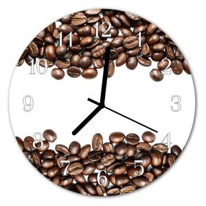 Sklenené hodiny okrúhle Zrnková káva fi 30 cm
