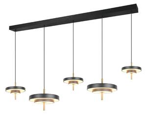Trio T340210580 LED závesné stropné svietidlo KEATON | 50W integrovaný LED zdroj | 1x5900lm | 2300+3000+4000K | na lanku | Trio - SwitchDimmer | čierna | zlatá