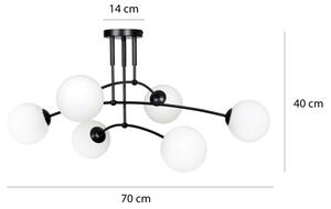 Luster na tyči PREGOS 6xE14/10W/230V čierna/biela