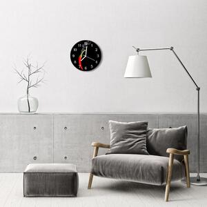 Sklenené hodiny okrúhle Chilli korenie fi 30 cm