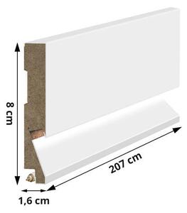 Podlahová lišta MDF hladká LED biela 8x1,6cm