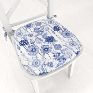Biante Oblý podsedák PML-090 Modré jarné kvety na bielom - 39x37x3 cm
