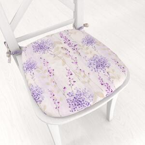 Biante Oblý podsedák PML-069 Fialové kvety na bielom - 39x37x3 cm