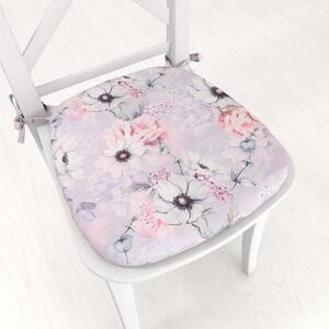 Biante Oblý podsedák PML-068 Ružové kvety na sivofialovom - 39x37x3 cm