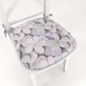 Biante Oblý podsedák PML-032 Designové kvety na sivom - 39x37x3 cm