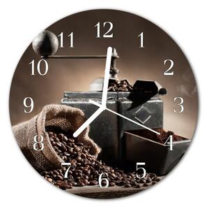 Nástenné sklenené hodiny Kávový šálka fi 30 cm