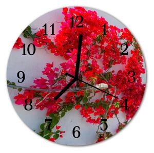 Nástenné sklenené hodiny Kvety fi 30 cm