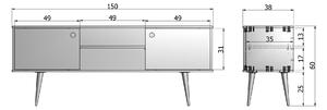 Televízny stolík Retro 60 × 150 × 38 cm WOOOD