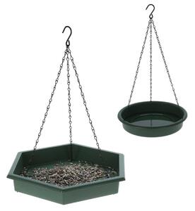 Závesné kŕmidlo + napájadlo pre vtáky Duo, 45x28 cm+43x25 cm, plast, zelená